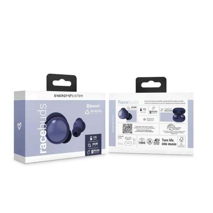 Energy Sistem Auriculares Navy Racebuds Bluetooth 5.3 Inalámbricos IPX4 Resistencia al Agua 22h de Batería con Estuche de Carga Modelo 458264