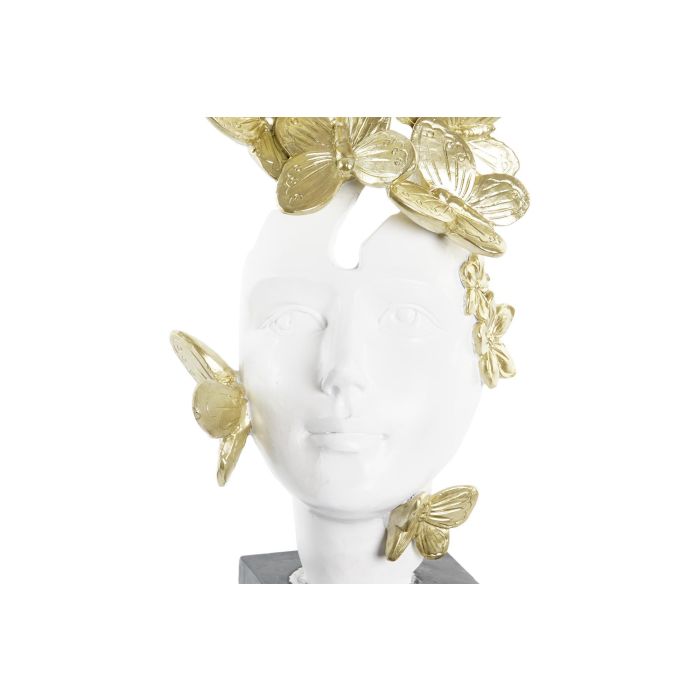 DKD Home Decor Figura Decorativa de Resina Glamour con Cara Blanco y Dorado, Set de 2 Unidades de 11x32x14 cm, Diseños Surtidos 1 DKD Home Decor Figura Decorativa de Resina Glamour con Cara Blanco y Dorado, Set de 2 Unidades de 11x32x14 cm, Diseños Surtidos 1