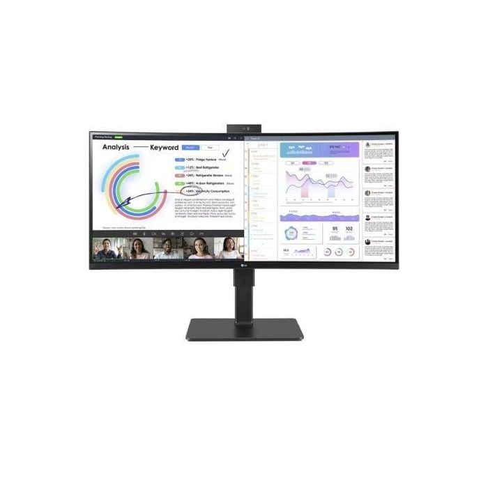 LG 34BQ77QC-B Monitor Curvo Ultrapanorámico Profesional 34" WQHD IPS con Webcam Integrada, USB-C 90W, RJ45 Ethernet, Negro Ergonómico LG 34BQ77QC-B Monitor Curvo Ultrapanorámico Profesional 34" WQHD IPS con Webcam Integrada, USB-C 90W, RJ45 Ethernet, Negro Ergonómico