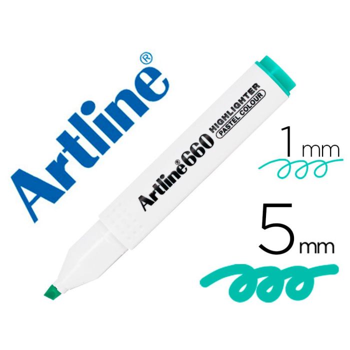 Rotulador Artline Fluorescente Ek-660 Verde Pastel Punta Biselada 12 unidades