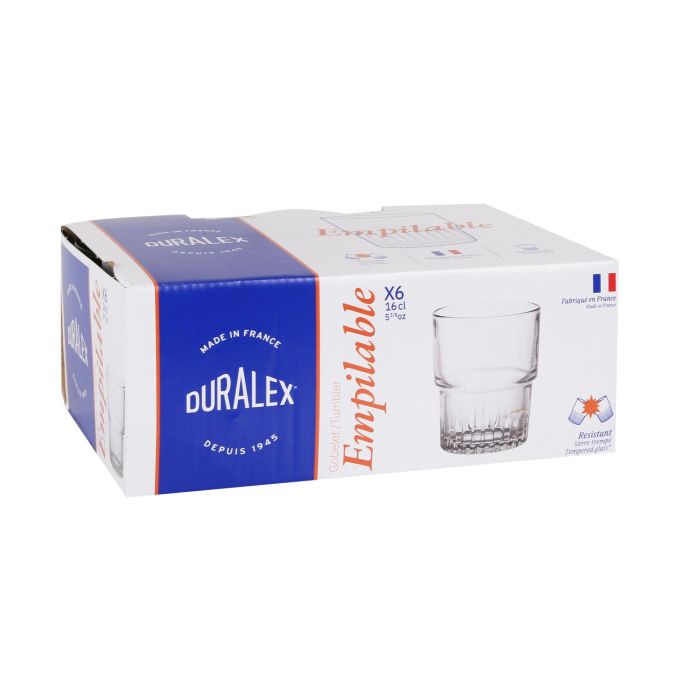 Duralex Set de 6 Vasos Transparentes Apilables 16 cl (12 Cajas) 5