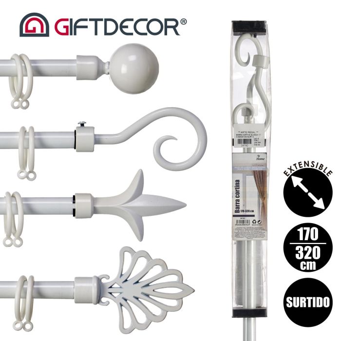 Barra Cortina Blanca 170 320Cm Cm Surtidos Giftdecor (8 Unidades) 3 Barra Cortina Blanca 170 320Cm Cm Surtidos Giftdecor (8 Unidades) 3