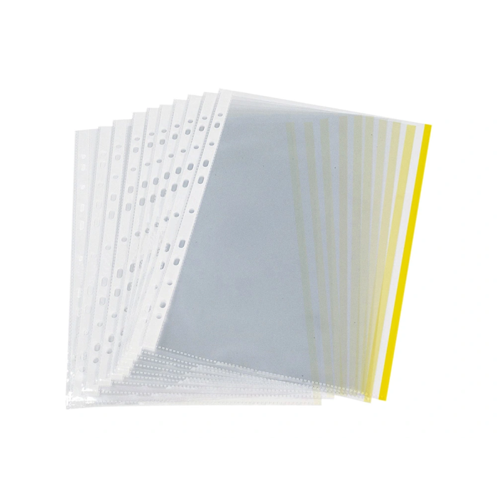 Q-connect Funda Multitaladro Cristal DIN A4 70 micras Borde Amarillo, Bolsa 10 Unidades 2