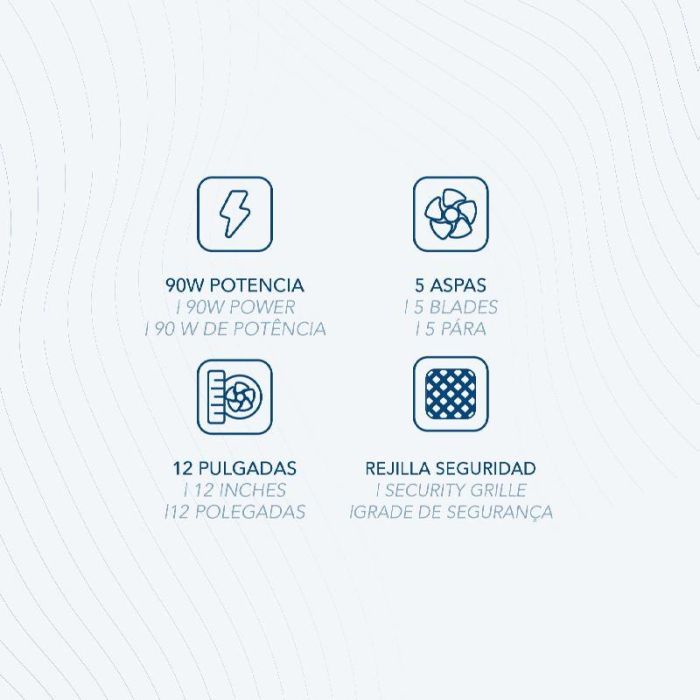 Daewoo Ventilador de Alta Velocidad, 90W, 12 Pulgadas (30 cm), Base Redonda