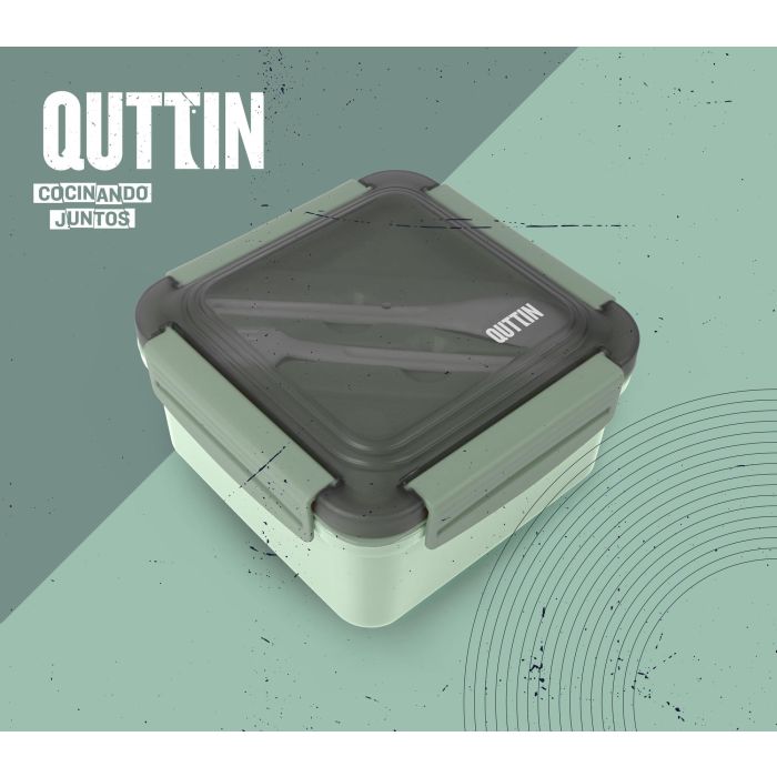 Quttin Fiambrera Ss para Microondas de 1500 ml, Recipiente de Almacenamiento de Alimentos 18 x 10 x 18 cm (6 Unidades) 1