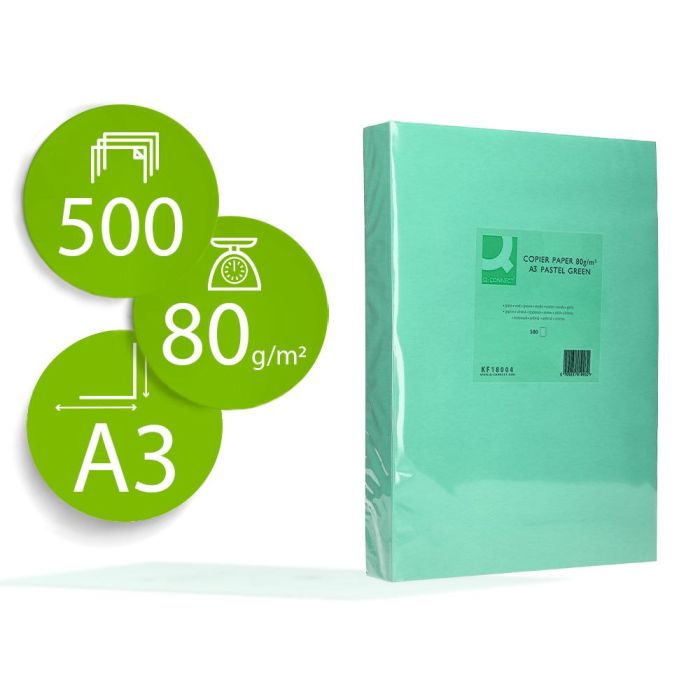 Papel Color Q-Connect Din A3 80 gr Verde Paquete De 500 Hojas