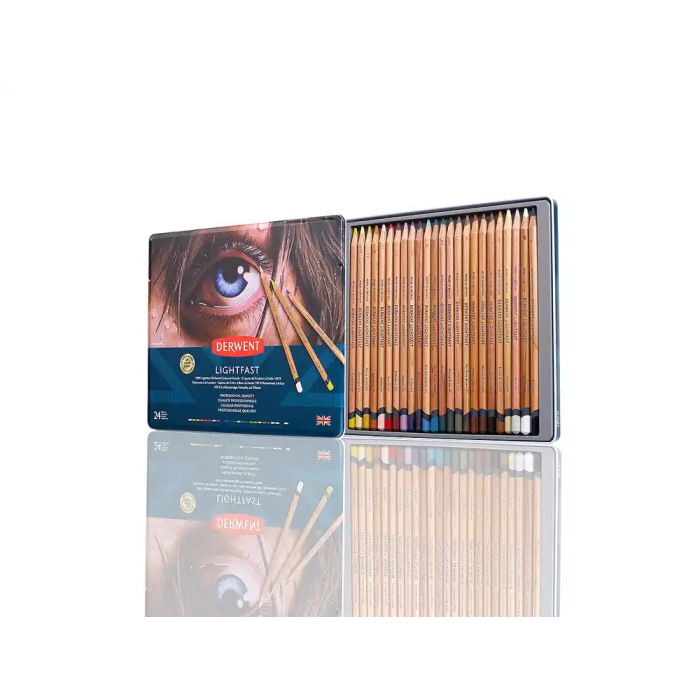 Derwent Lapices Colores Lightfast Resistente a la Luz Caja Metalica 24 Colores Surtidos 5