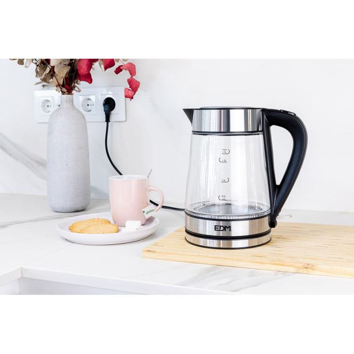 Edm Hervidor de Agua Eléctrico de Cristal y Acero Inoxidable, 1.7 L, 1850 - 2200 W 3