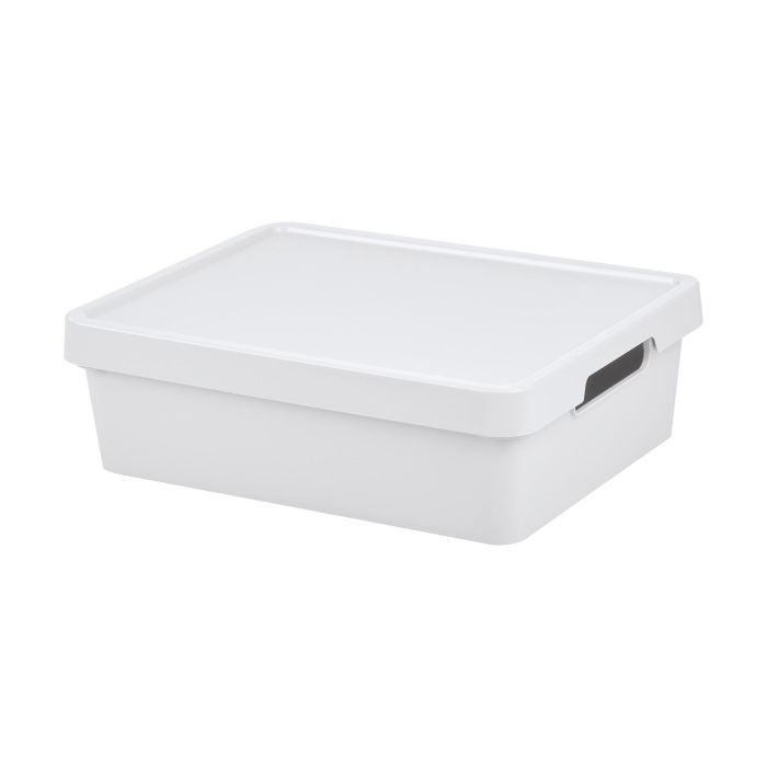 Inde Caja Almacenaje 9.2L con Tapa Maya Blanca 36x28x11 cm (12 Unidades)