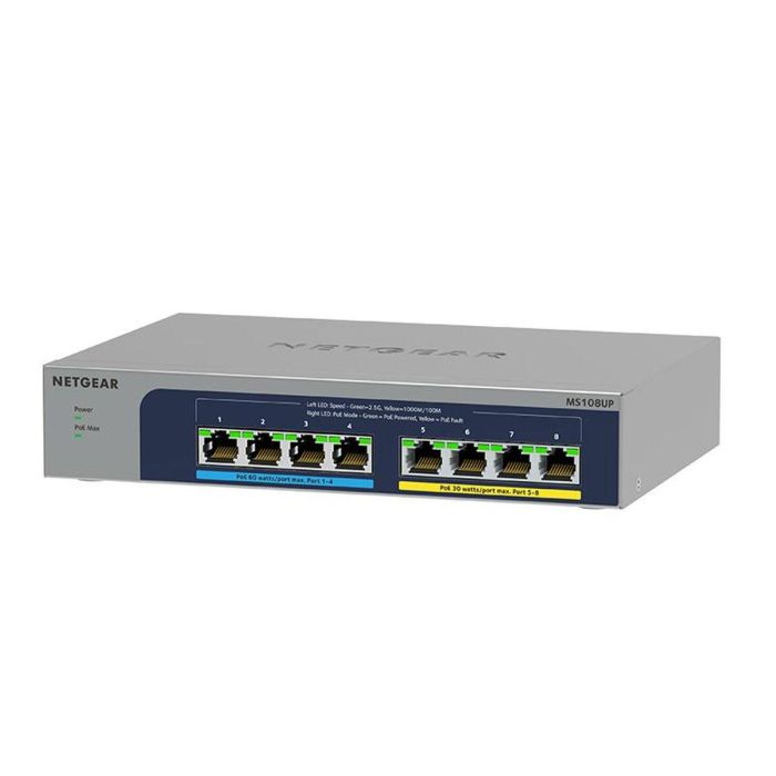 NETGEAR MS108UP-100EUS Switch 8 Puertos 2.5GE Unmanaged con PoE para Montaje en Pared