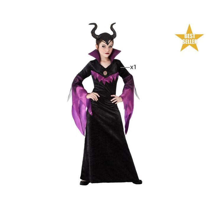 Disfraz de Malvada Niña tipo Madrastra de Blancanieves o Maléfica - Vestido Negro y Morado Infantil Talla 3-4 Años Disfraz de Malvada Niña tipo Madrastra de Blancanieves o Maléfica - Vestido Negro y Morado Infantil Talla 3-4 Años