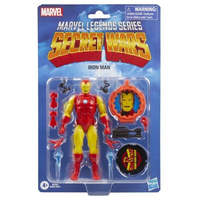 Hasbro Figura Iron Man Secret Wars Marvel Legends Series 15cm Articulada con Escudo y Accesorios Los Vengadores Retro