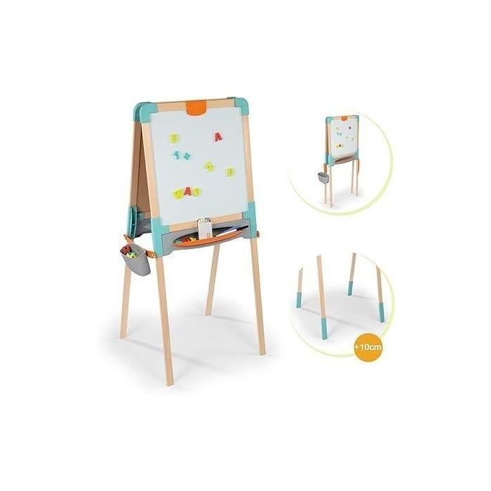 Smoby - Pizarra de madera de doble cara - Pizarra de tiza y magnética blanca - Plegable - 80 accesorios 1 Smoby - Pizarra de madera de doble cara - Pizarra de tiza y magnética blanca - Plegable - 80 accesorios 1