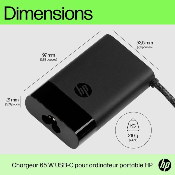 HP Cargador de Portátil USB-C 65W Compacto para la Mayoría de Dispositivos USB-C 3