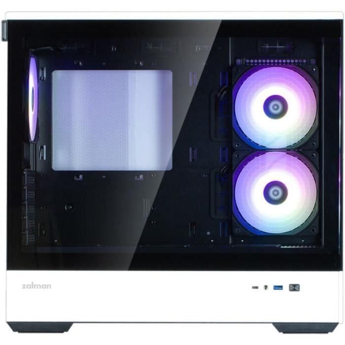 Caja PC Mini Tower sin fuente de alimentación - ZALMAN P30 BW (Negro/Blanco) - Micro ATX/Mini-ITX - 3x120mm A-RGB - USB-C/3.0/HD Audio 1