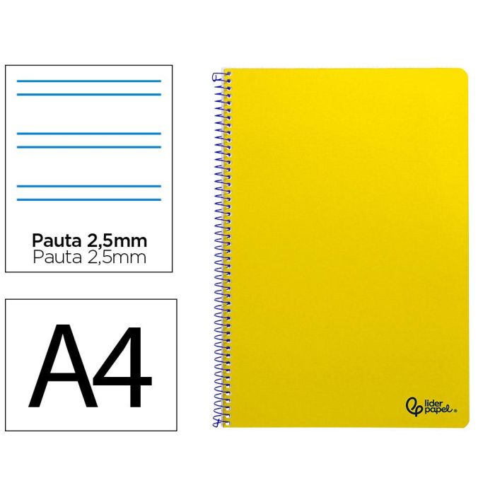 Liderpapel Cuaderno Espiral Smart A4 Tapa Blanda, 80 Hojas 75g, Pauta Estrecha 2.5 mm con Margen, Amarillo - Ideal para Escuela y Oficina Liderpapel Cuaderno Espiral Smart A4 Tapa Blanda, 80 Hojas 75g, Pauta Estrecha 2.5 mm con Margen, Amarillo - Ideal para Escuela y Oficina