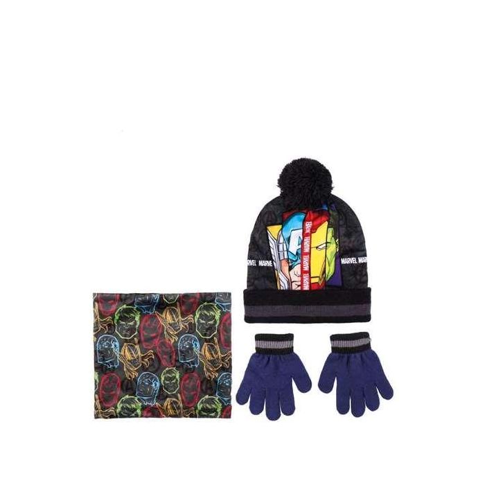 Cerdá Conjunto 3 Piezas Snood Oficial Marvel Avengers para Niños, Gris, Edad 3-12 Años, Acrílico y Poliéster