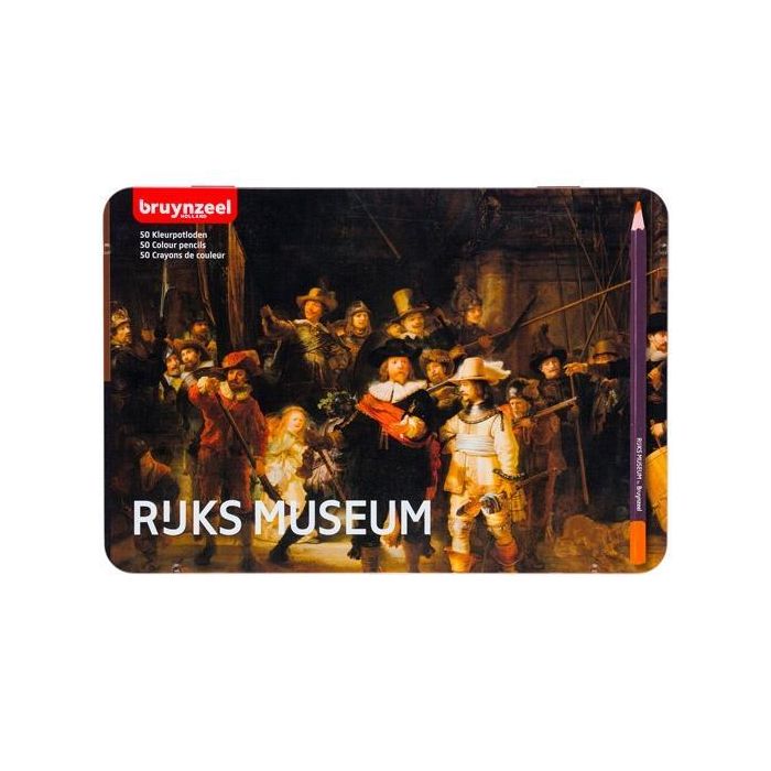 Talens Lápices De Colores La Ronda De Noche - Estuche Metálico Decorado Con Obra De Rembrandt - 50 Unidades