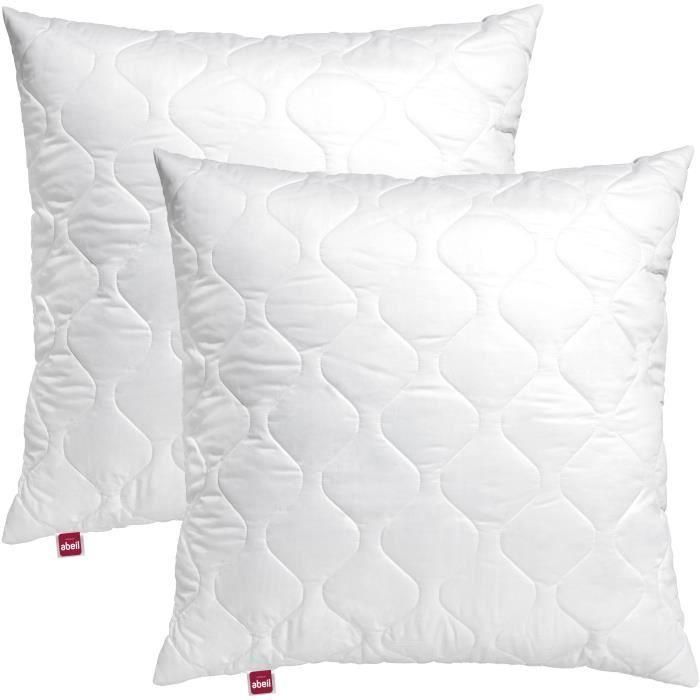 ABEIL Lote de 2 almohadas de memoria acolchadas 60x60 cm blanco 1 ABEIL Lote de 2 almohadas de memoria acolchadas 60x60 cm blanco 1