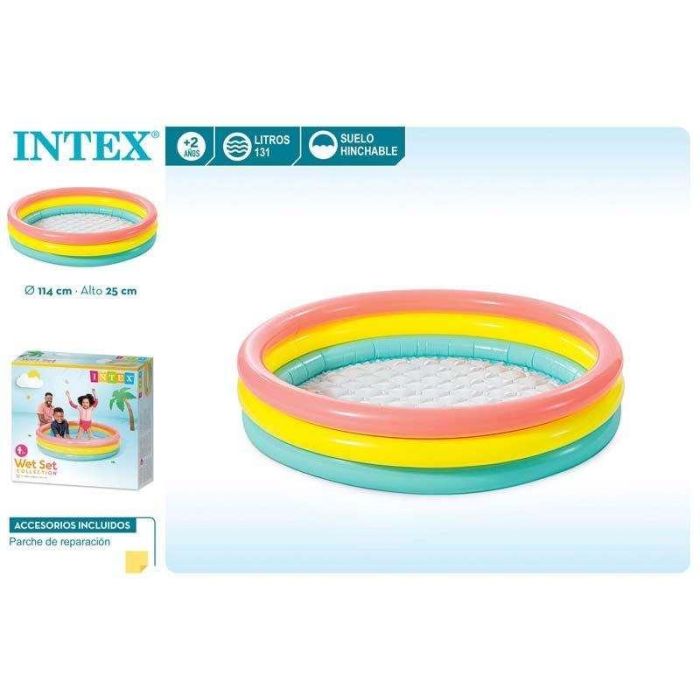 Piscina hinchable 3 aros colores con suelo hinchable (capacidad 131 litros) (+ 2 años)114x25 cm - modelos surtidos 7 Piscina hinchable 3 aros colores con suelo hinchable (capacidad 131 litros) (+ 2 años)114x25 cm - modelos surtidos 7