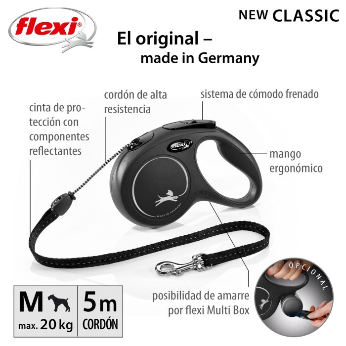 Flexi New Classic M Correa para Perro Cordón 5M Negro 2