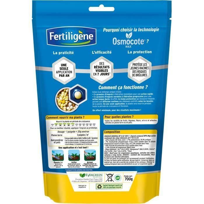 FERTILIGENO - Osmocote max Fertilizante Universal de Larga Duración, Siembra y Trasplante 700g 1