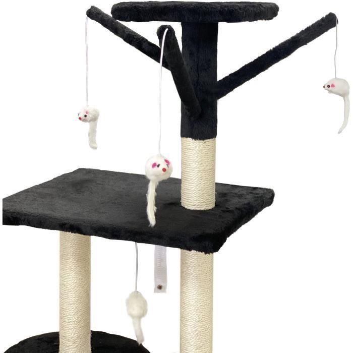 JIPSY ALC14 Árbol para gatos mediano, con nicho y percha, 3 plataformas, Negro, 79x34x138 cm 3 JIPSY ALC14 Árbol para gatos mediano, con nicho y percha, 3 plataformas, Negro, 79x34x138 cm 3