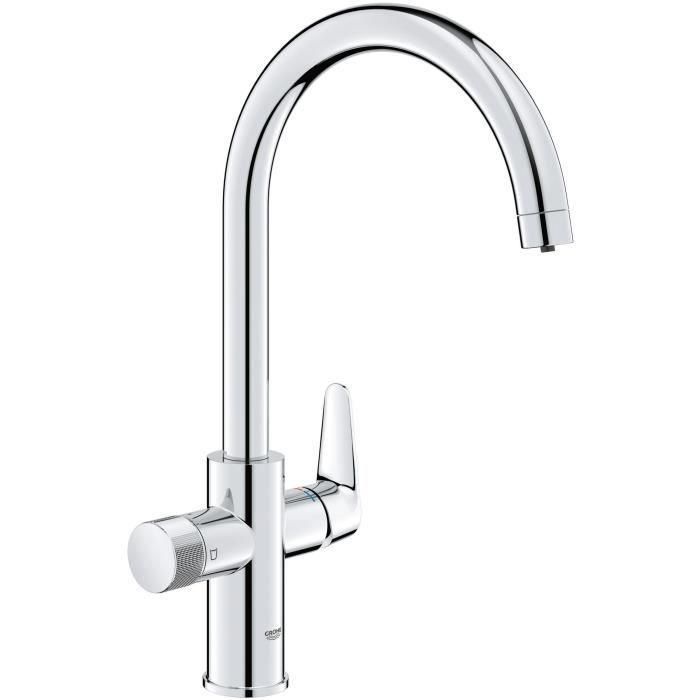 GROHE 30592000 Grifo de Cocina con Sistema de Filtración de Agua Blue Pure StartCurve Cromo, Caño Alto en C, Rotación 150°