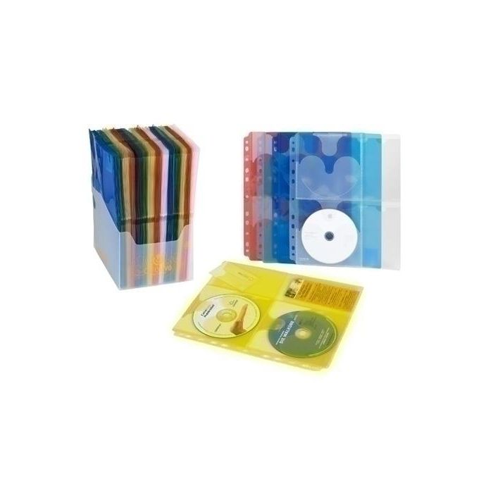 Funda Cd/Dvd Carchivo Pp A4 Con 11 Talad. (4 Cd + 4 Tarj.) Colores (Set de 10)