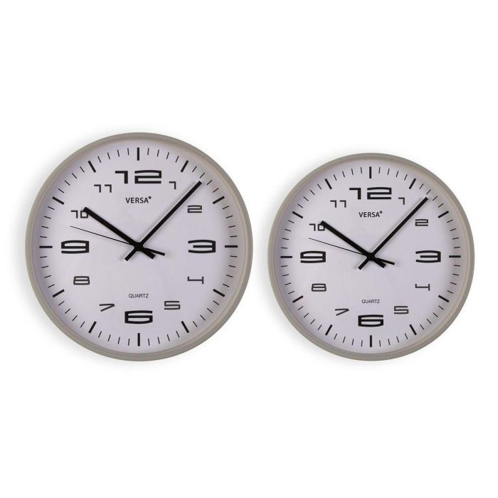 Reloj de Pared Versa Gris Plástico 25 x 25 x 4 cm 1 Reloj de Pared Versa Gris Plástico 25 x 25 x 4 cm 1