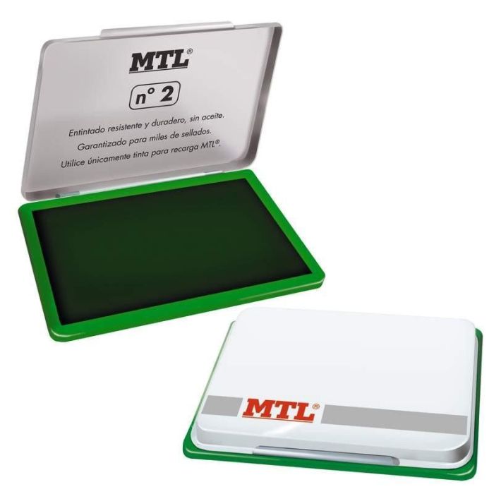 Mtl Tampón Metálico Para Sellado Nº2 122x84x14 mm Con Almohadilla Entintada Verde Mtl Tampón Metálico Para Sellado Nº2 122x84x14 mm Con Almohadilla Entintada Verde
