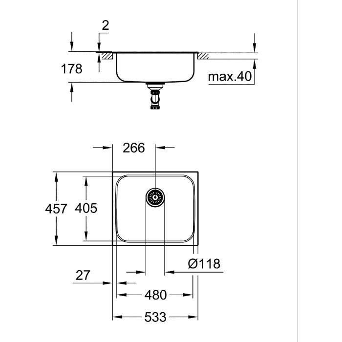 Fregadero de cocina - Acero inoxidable - Integrado desde arriba - GROHE K200 - 31719SD0 3 Fregadero de cocina - Acero inoxidable - Integrado desde arriba - GROHE K200 - 31719SD0 3