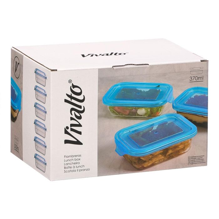 Fiambrera Rectangular Azul Vivalto (Set de 24) 2