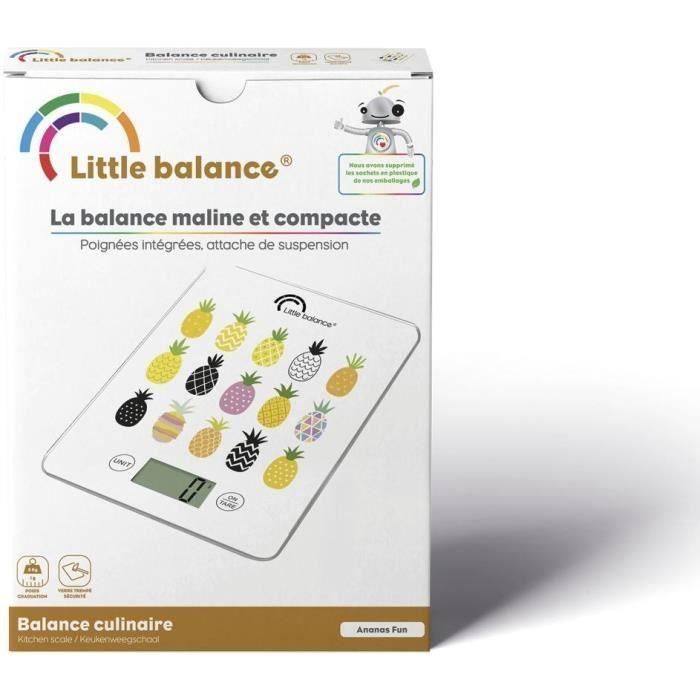 LITTLE BALANCE 8341 Báscula de cocina electrónica delgada - 5 kg / 1 g - Tapa de vidrio templado - Extraplano - BD Ananas 5