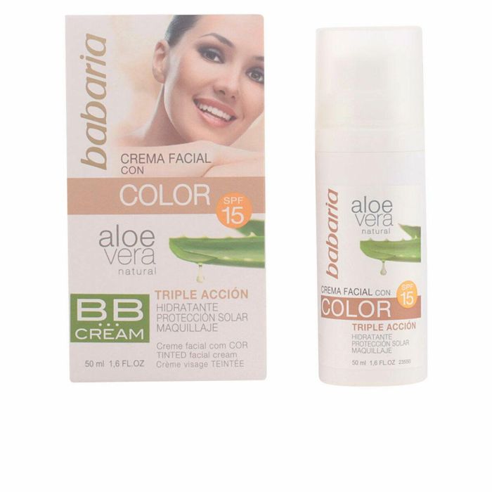 Babaria ALOE VERA BB cream SPF15 50 ml Hidratante con Color Aloe Vera y Manteca de Karité