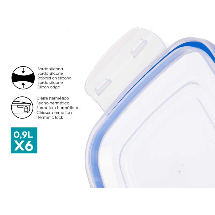 Set 6 Fiambreras Plastico Cuadradas 900Ml Leknes 14X8CM (8 Unidades) 3 Set 6 Fiambreras Plastico Cuadradas 900Ml Leknes 14X8CM (8 Unidades) 3