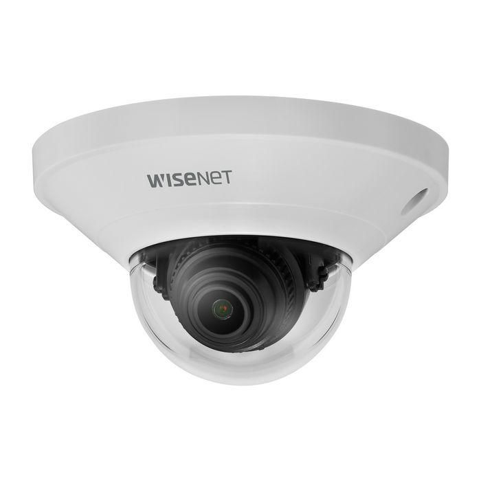 Hanwha Cámara IP Interior Minidomo 5MP 2.8mm WDR H.265 IK08 IP42 PoE Wisenet Q - 5MP @30fps, Triple Codec, Análisis de Negocio, MicroSD