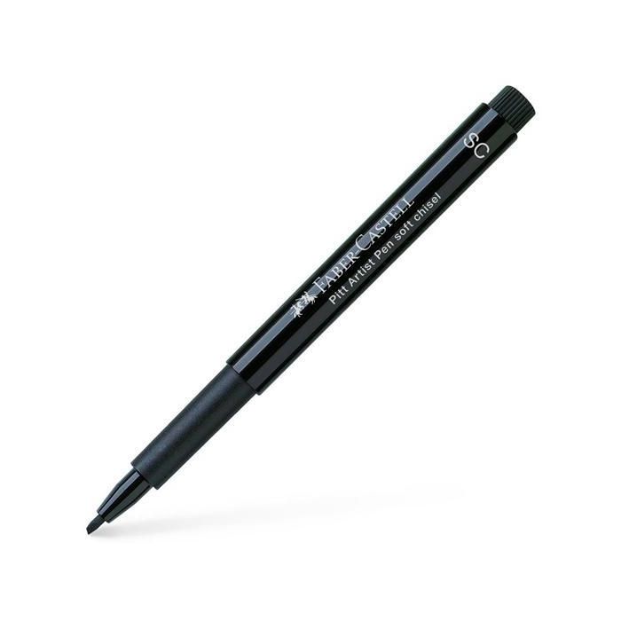 Faber Castell Rotulador Permanente Pitt Artist Pen Soft Calligraphy SC Negro - Tinta pigmentada, resistente al agua y luz, punta calligraphy suave