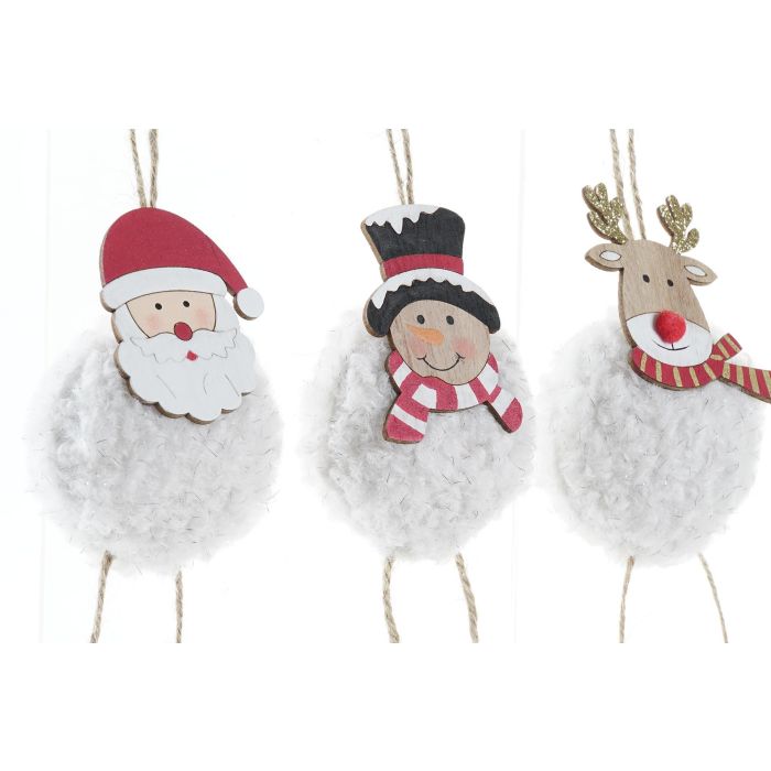 Decoracion Colgante Navidad Tradicional DKD Home Decor Blanco Rojo 3 x 7 x 24 cm (12 Unidades) 1