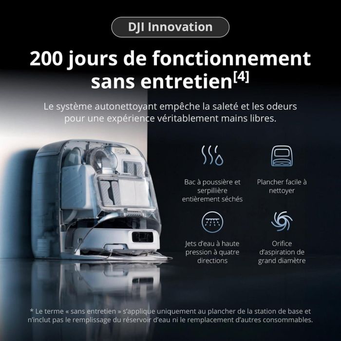 DJI ROMO P - Robot aspirador y fregona con base de carga - Diseño transparente - Succión de 25.000 Pa - Detección con precisión milimétrica - 200 días sin mantenimiento 4 DJI ROMO P - Robot aspirador y fregona con base de carga - Diseño transparente - Succión de 25.000 Pa - Detección con precisión milimétrica - 200 días sin mantenimiento 4