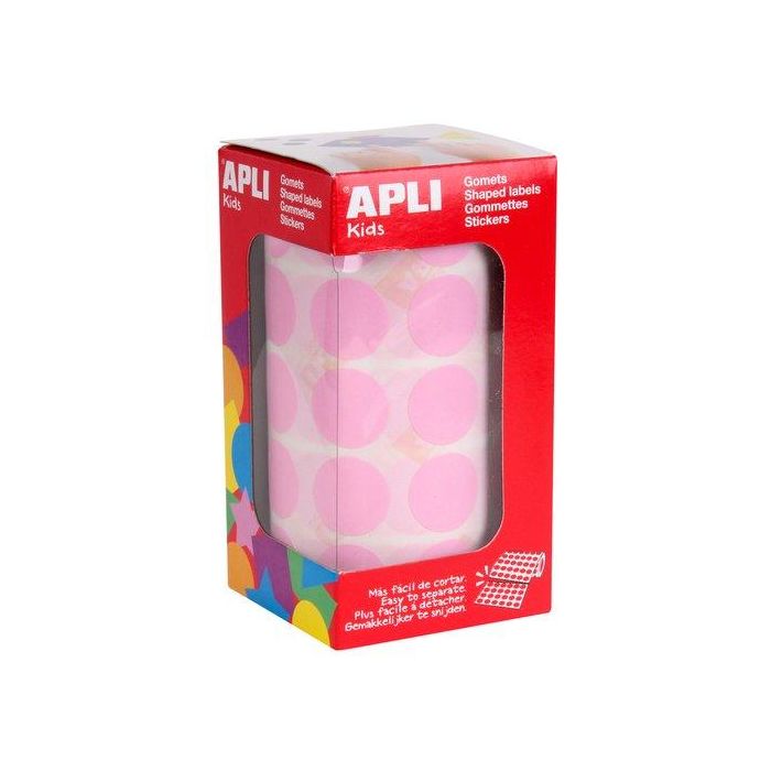Apli Gomets Redondos 20 mm Rollo Rosa