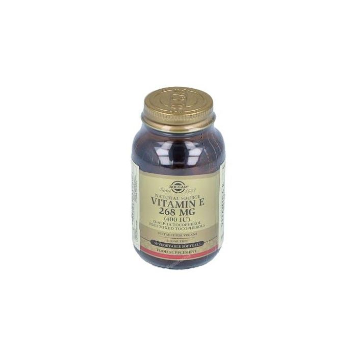 SOLGAR Vitamina E 400 UI (268 mg) en Cápsulas Blandas Vegetales - 50 Cápsulas Blandas