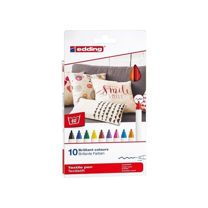 Marcador Textil Edding 4600 (Fino) Colores Basicos Caja De 10