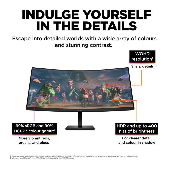 HP OMEN 34c - Monitor Curvo Gaming 34 pulgadas WQHD (3440x1440) 165Hz, OMEN by HP, 1500R 7 HP OMEN 34c - Monitor Curvo Gaming 34 pulgadas WQHD (3440x1440) 165Hz, OMEN by HP, 1500R 7