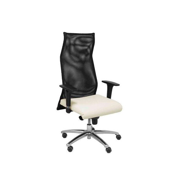 Sillon Piqueras Y Crespo Sahuco Direccion Uso Intensivo (8H) Brazos Regulables Mecanismo Sincro Respaldo Malla Transpirable Negro Y Asiento Tapizado Similpiel Crema
