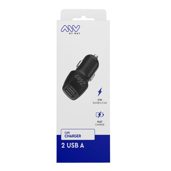 myway cargador coche 2 USB 3.4A negro 1 myway cargador coche 2 USB 3.4A negro 1
