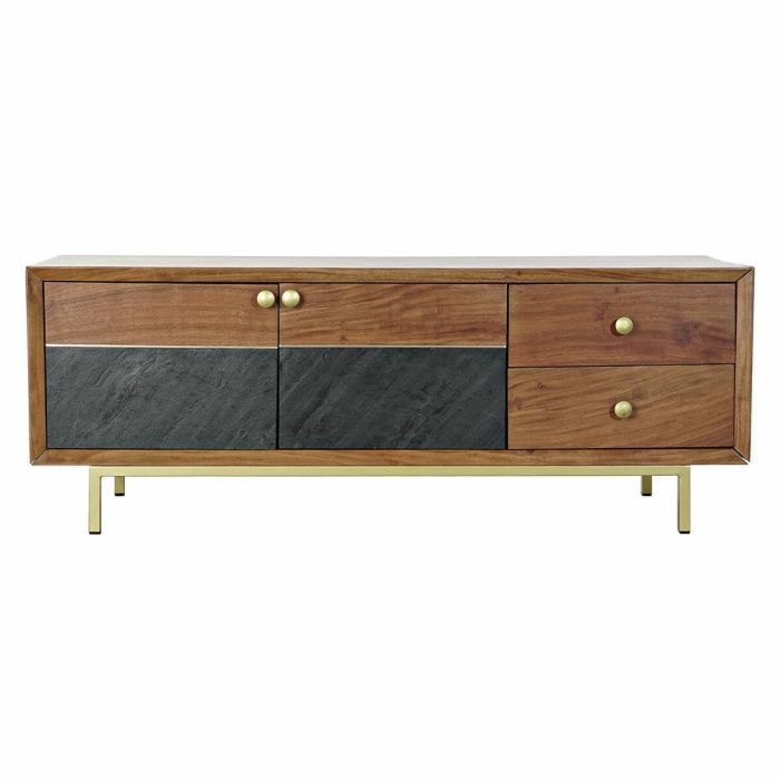 Mueble Tv Moderno DKD Home Decor Marron Negro 42 x 49 x 130 cm