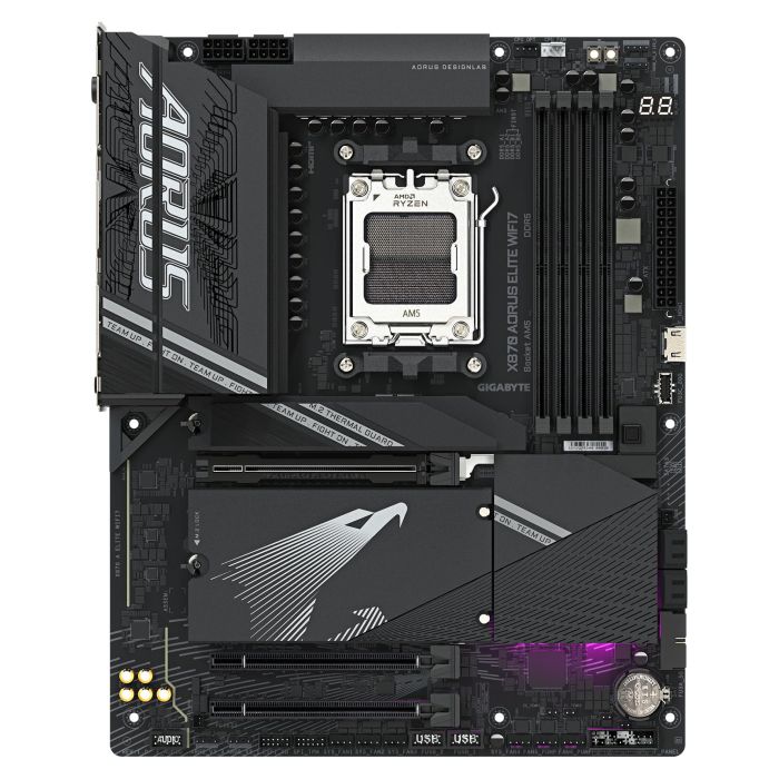 Gigabyte AM5 X870 Aorus Elite Wifi7 ATX Placa Base para AMD Ryzen 9000, Wifi 7, ATX
