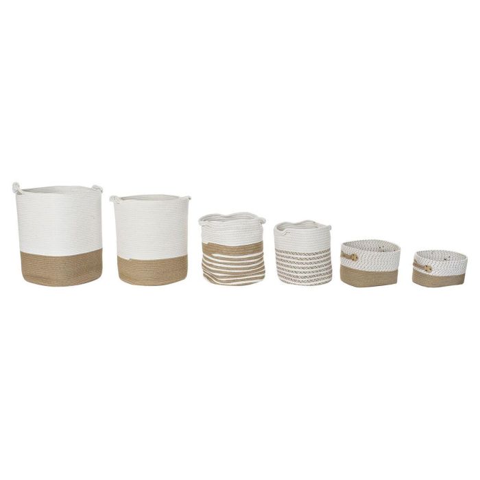 Juego de Cestas DKD Home Decor Blanco Algodón Jute (45 x 45 x 54 cm) (6 Piezas) 3 Juego de Cestas DKD Home Decor Blanco Algodón Jute (45 x 45 x 54 cm) (6 Piezas) 3