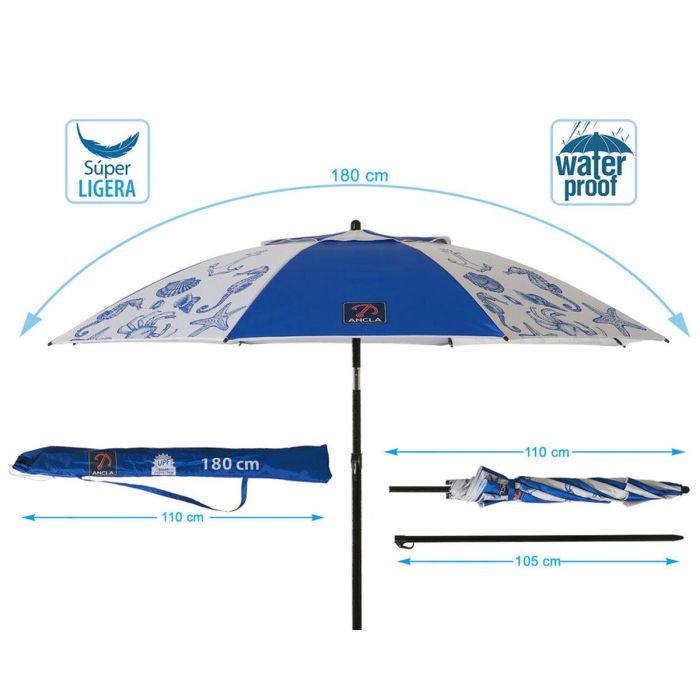 Sombrilla de playa Ø 180 cm SPF50+ Marino 1 Sombrilla de playa Ø 180 cm SPF50+ Marino 1